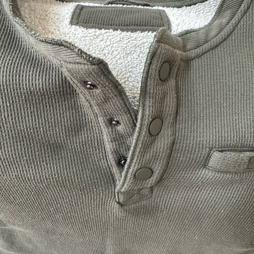Men's Olive Henley Sweatshirt